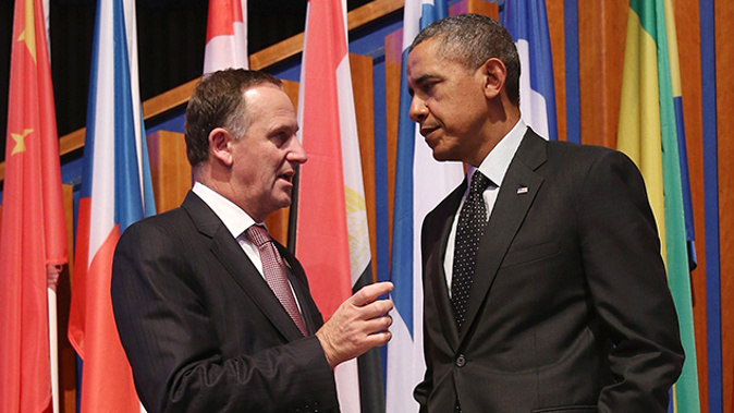Prime Minister John Key and President Barack Obama - two big advocates of the TPPA (Photo / Getty Images)