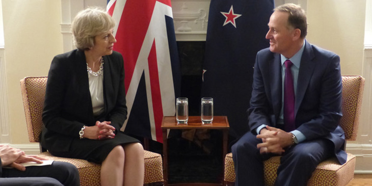 John Key meets with British Prime Minister Theresa. Photo / Audrey Young