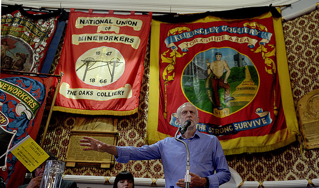 Jeremy Corbyn MP speaks to supporters at a National Union of Miners meeting in Barnsley (Getty Images)