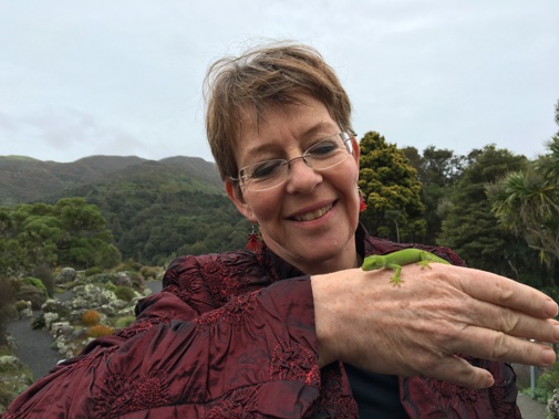 Wellington mayor Celia Wade-Brown is joined by a wee friend for the announcement of plans to make Wellington predator free. (Georgina Campbell)