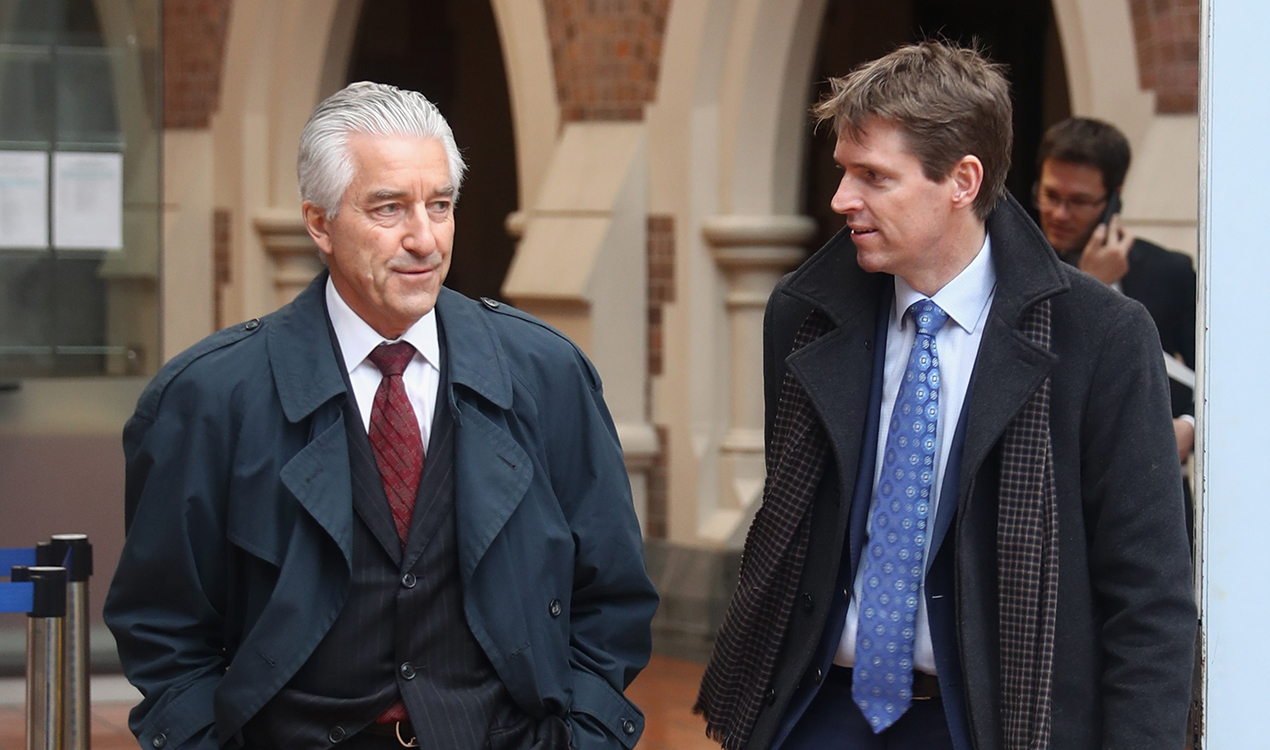 Colin Craig with lawyer Stephen Mills QC at the High Court in Auckland (Getty Images) 