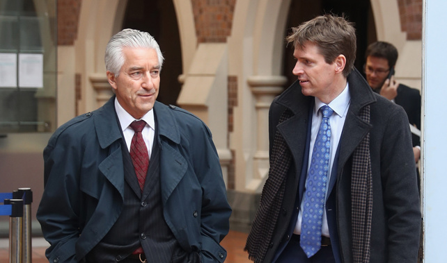 Colin Craig with lawyer Stephen Mills QC at the High Court in Auckland (Getty Images) 