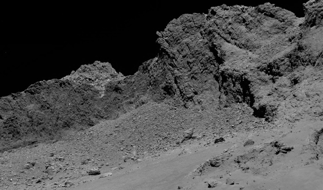 The surface of Rosetta's resting place, comet 67P, taken from from 16km above (Supplied/NASA) 
