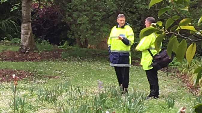 Police officers in Hagley Park, Christchurch, where a 16 year old girl was sexually assaulted (Ben Aulakh)