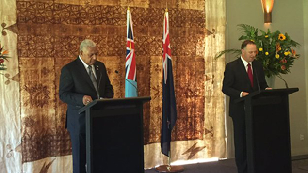 Frank Bainimarama here on the weekend with John Key (Barry Soper).