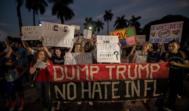 Protesters march against President-elect Donald Trump in Miami, Florida (Getty Images)