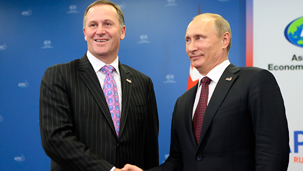 John Key and Vladimir Putin at 2013's Apec summit in Bali (Getty Images).
