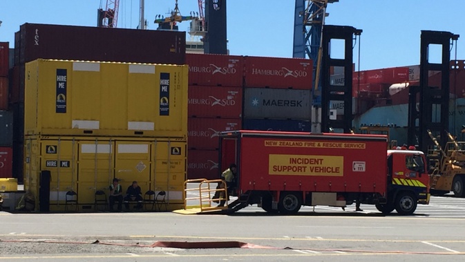 An incident support vehicle at the Port of Napier spill (Warren Buckland)