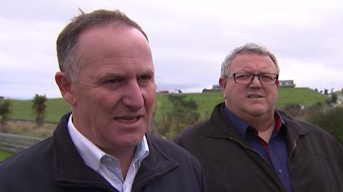 Prime Minister John Key and Acting Civil Defence Minister Gerry Brownlee visit Kaikoura last week (NZH)