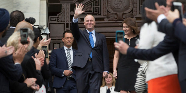 John Key leaving Parliament yesterday (NZH)