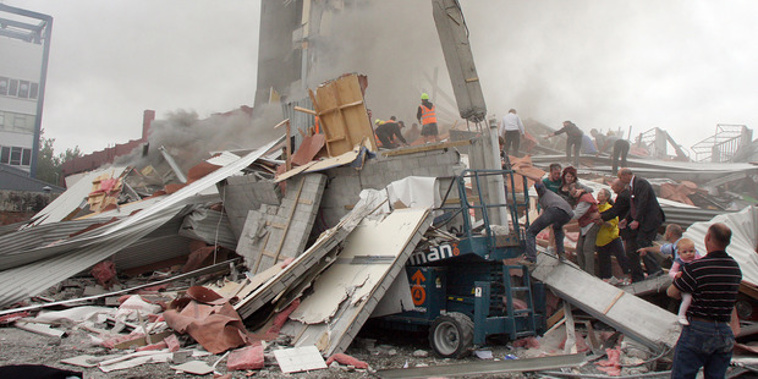 The CTV building after its collapse in 2011 (File).