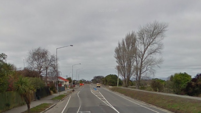 New Brighton Road, Christchurch between Pratt St and Palmers Rd (Google Maps).