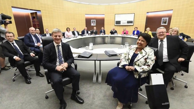 Bill English and his Cabinet after being sworn in yesterday (Supplied).