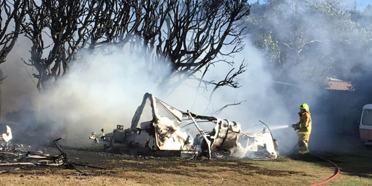 The fast-moving fire broke out in trees and took more than 90 minutes to contain. (NZ Herald/SNPA)