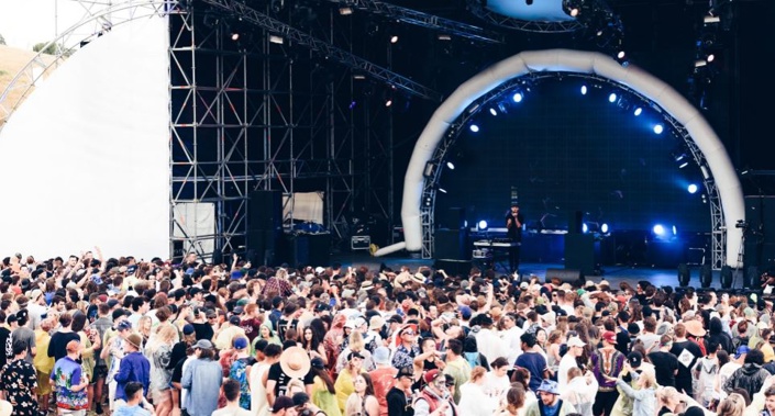 A mini city has popped up near Gisborne, as 10,000 campers get into the annual Rhythm and Vines festivities (Twitter)