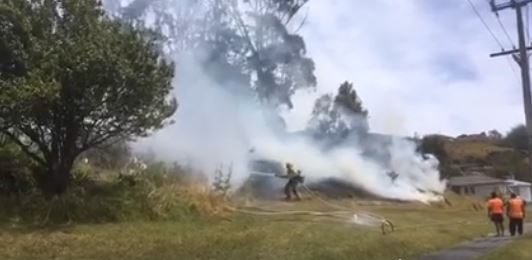 Firefighters battling the blaze (Supplied) 