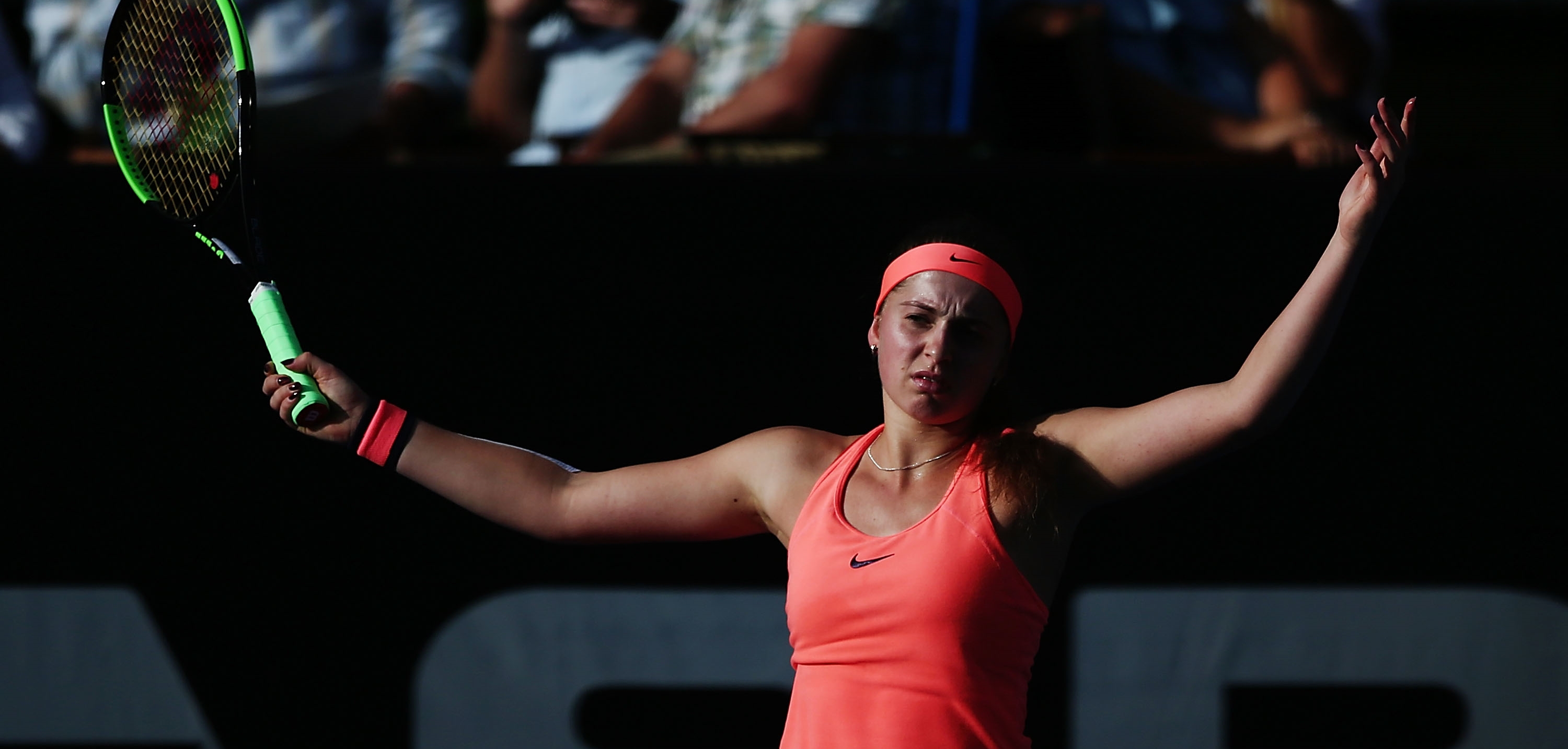 Ostapenko unimpressed during the match (Getty Images) 