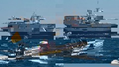 Greenpeace crew have made contact with the world’s biggest seismic oil ship after travelling 50 nautical miles on two rigid-hulled inflatables off the coast of Wairarapa. (Facebook/Greenpeace NZ)