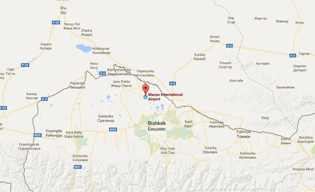 The Boeing 747 crashed into a village near Kyrgyzstan's Manas airport, as it tried to land in dense fog on its way from Hong Kong to Istanbul. (Google Maps)