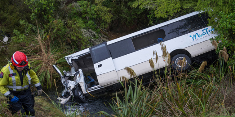 Nine of the 15 people involved in a bus crash at Tongariro National Park yesterday have been discharged from hospital. (John Chapman)