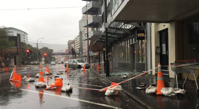 The Wellington City Council is keeping a close eye on earthquake demolition sites across the city as a significant weather low moves in. (Georgia Nelson) 
