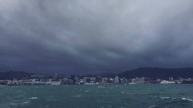 Stormy looking Wellington as heavy winds and strong winds hit the Capital 19 January 2017. Picture supplied via Instagram / brent_stephenson