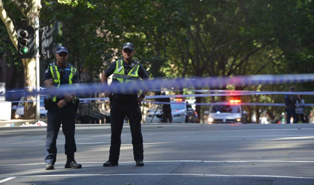 Police stand guard at the scene (Getty Images) 