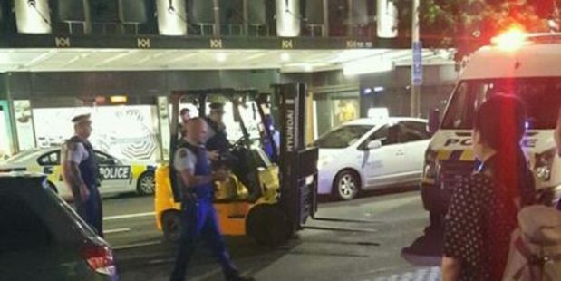The forklift was stopped on Queen St. (Supplied) 