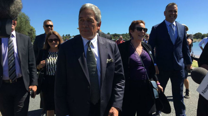 Winston Peters outside Te Tii Marae (Audrey Young)