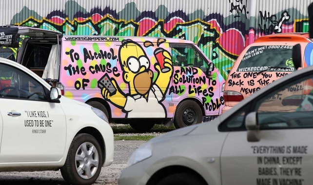 Vans at Wicked Campers depot in Auckland (Getty Images)