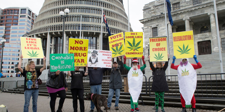 Cannabis law reformists rallied outside Parliament (Mark Mitchell).