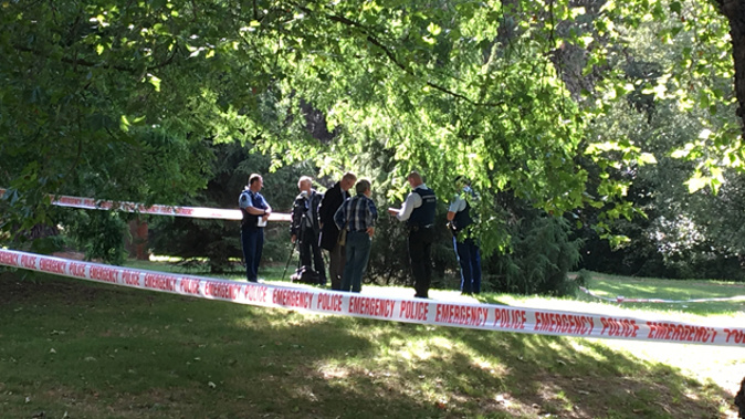 Cordon at the scene in Hagley Park (Newstalk ZB staff).