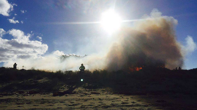 The fire at New Brighton in the sand dunes. Photo / India Tranter