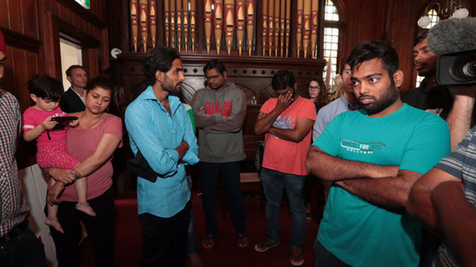 Indian students at the Unitarian Church in Ponsonby may now be able to reapply for student visas from India. Photo / Brett Phibbs