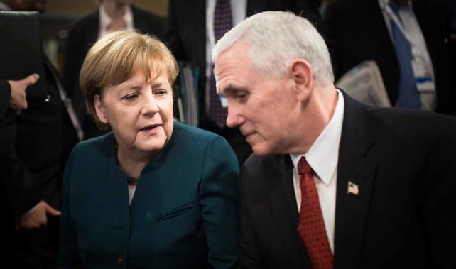 Mike Pence with German chancellor Angela Merkel (Getty Images) 
