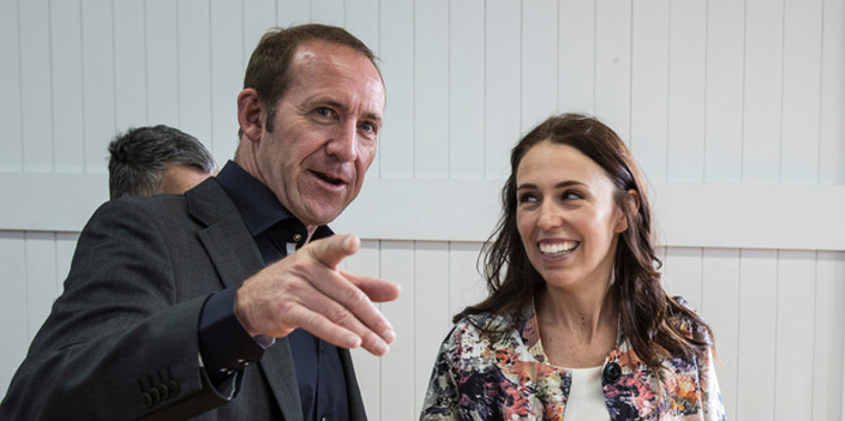 Jacinda Ardern with Labour leader Andrew Little (NZH)