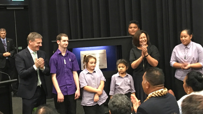 Bill English and Hekia Parata open the new school in Christchurch (Josh Price).