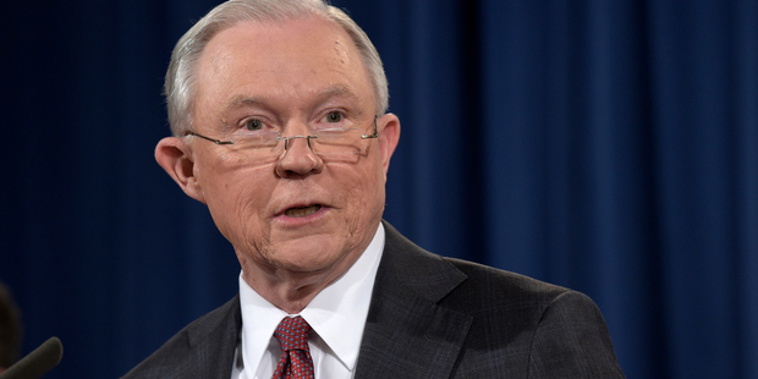 Attorney General Jeff Sessions has held a press conference announcing he is recusing himself from the investigation into the Trump campaign. Photo / AP