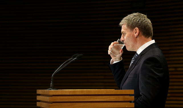 Bill English delivering his post-cabinet press conference (Getty Images)