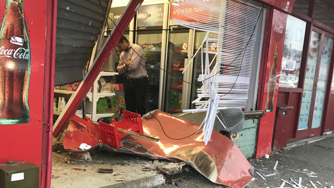 A van crashed into a building on Manukau Road in Epsom early this morning. (Supplied)
