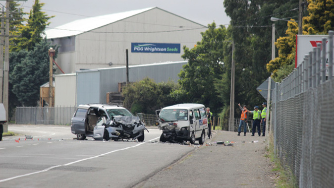 One person has serious injuries after a two-car crash in Masterton this morning. (Supplied)