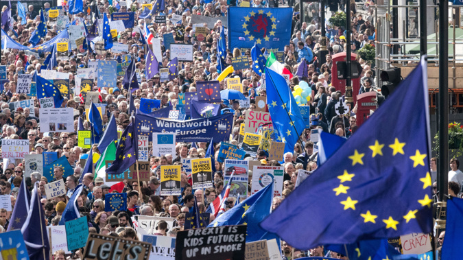 Thousands of anti-Brexit supporters take part in the Unite for Europe march on March 25, 2017 in London, United Kingdom (Getty Images)