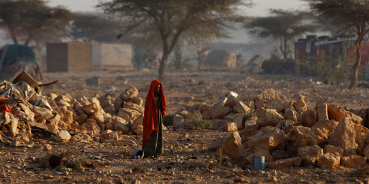 A Somali woman, pictured on March 9, walks through a camp of people displaced from their homes by the drought. Photo / AP