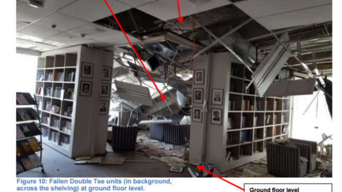 Part of the collapse of Statistics House (Supplied)