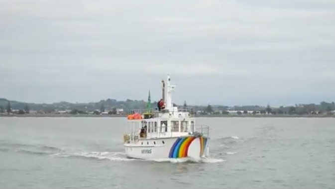 Greenpeace has launched its new protest boat Taitu this morning from Napier. (Supplied)