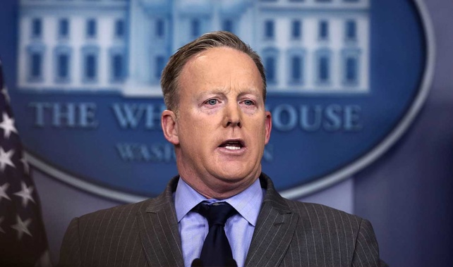 White House spokesman Sean Spicer opened his daily news briefing speaking about the use of the bomb (Getty Images) 