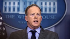 White House spokesman Sean Spicer opened his daily news briefing speaking about the use of the bomb (Getty Images)