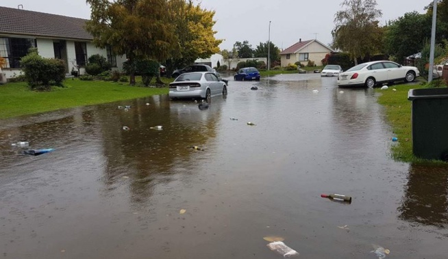 Surface flooding in Kaiapoi (Sharlene McCracken)