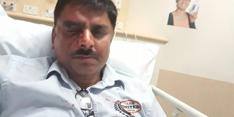 Taxi driver Vineet Mahajan, 48, in Middlemore Hospital after yesterday's attack. (NZ Herald)