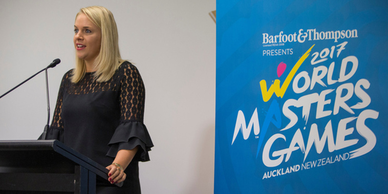 World Masters Games 2017 chief executive Jennah Wootten speaks during a 2017 press conference (Photosport).